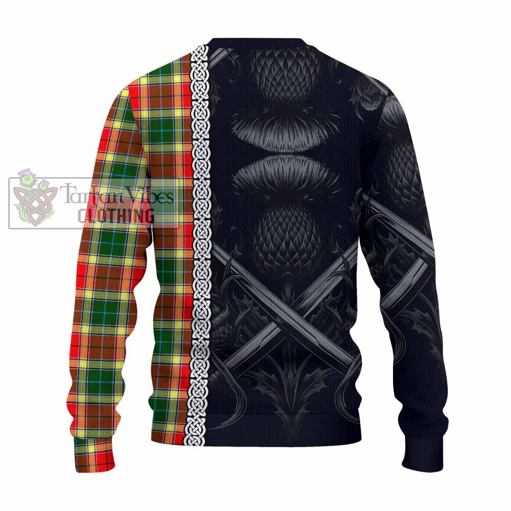 Gibson (Gibbs or Gibsone) Tartan Knitted Sweater with Family Crest Cross Sword Thistle Celtic Vibes - Tartan Vibes Clothing