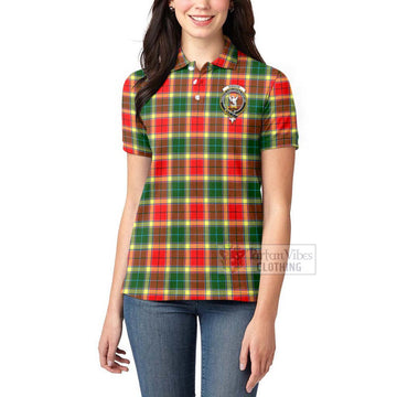 Gibson (Gibbs or Gibsone) Tartan Women's Polo Shirt with Family Crest and Bearded Skull Holding Bottles of Whiskey - Tartan Vibes Clothing