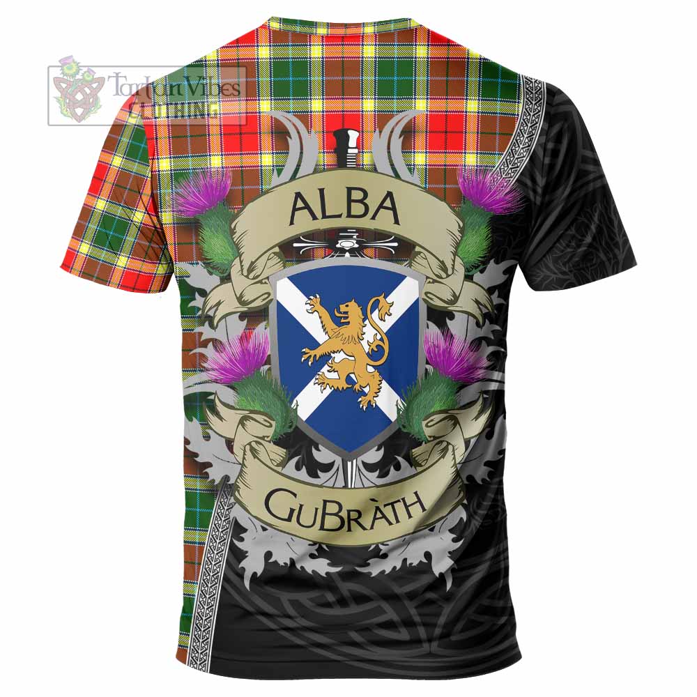 Tartan Vibes Clothing Gibson (Gibbs or Gibsone) Tartan Family Crest T-Shirt Lion Rampant Royal Thistle Shield Celtic Inspired