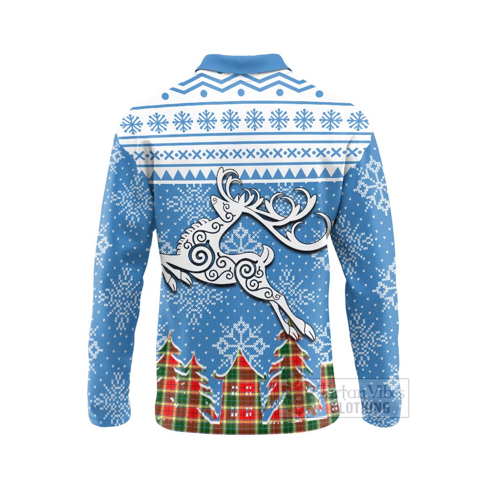 Gibson (Gibbs or Gibsone) Clan Christmas Long Sleeve Polo Shirt Celtic Reindeer Style - Tartan Vibes Clothing