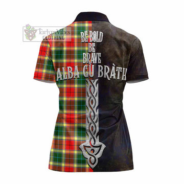 Gibson (Gibbs or Gibsone) Tartan Family Crest Women's Polo Shirt Alba Gu Brath Be Brave Lion Ancient Style - Tartan Vibes Clothing