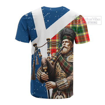 Gibson (Gibbs or Gibsone) Tartan Cotton T-shirt with Family Crest Scottish Bagpiper Vibes - Tartan Vibes Clothing