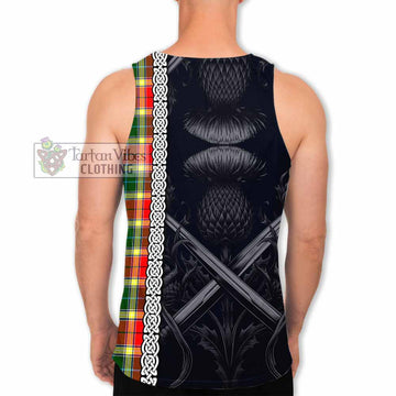 Gibson (Gibbs or Gibsone) Tartan Men's Tank Top with Family Crest Cross Sword Thistle Celtic Vibes - Tartan Vibes Clothing