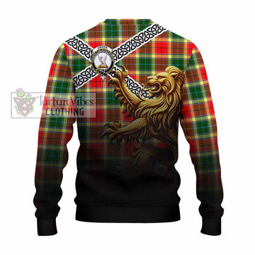 Gibson (Gibbs or Gibsone) Crest Tartan Knitted Sweater with Golden Lion Emblem Celtic Style - Tartan Vibes Clothing