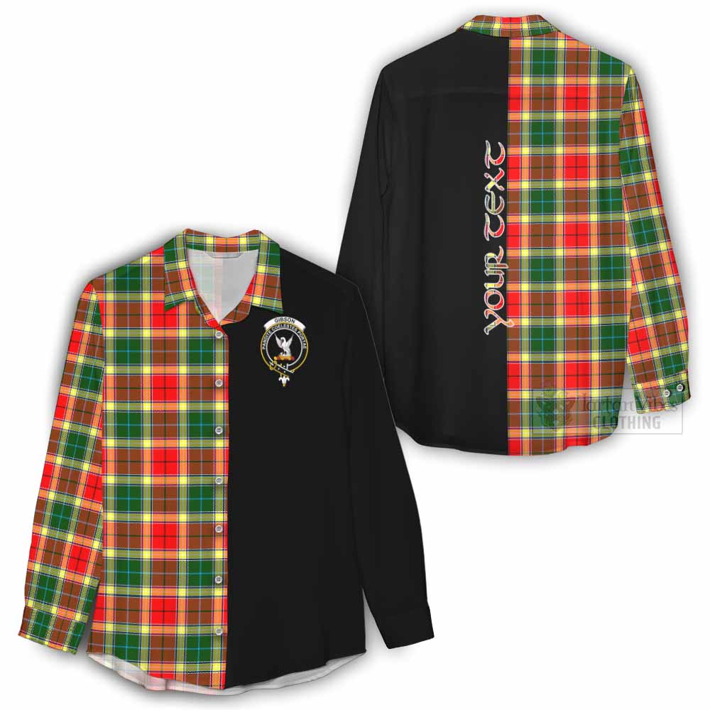 Tartan Vibes Clothing Gibson (Gibbs or Gibsone) Tartan Women's Casual Shirt with Family Crest and Half Of Me Style