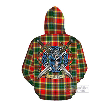Gibson (Gibbs or Gibsone) Tartan Cotton Hoodie with Family Crest Celtic Skull Style Pullover Hoodie - Tartan Vibes Clothing