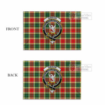 Tartan Vibes Clothing Gibson (Gibbs or Gibsone) Tartan House Flag with Family Crest