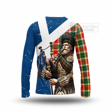 Gibson (Gibbs or Gibsone) Tartan Long Sleeve T-Shirt with Family Crest Scottish Bagpiper Vibes - Tartan Vibes Clothing