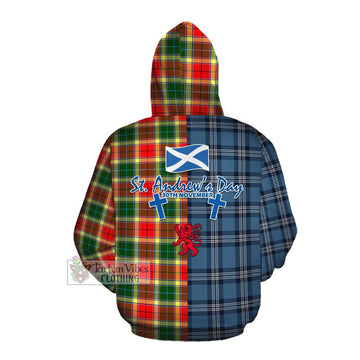 Gibson (Gibbs or Gibsone) Tartan Cotton Hoodie Happy St. Andrew's Day Half Tartan Style Pullover Hoodie - Tartan Vibes Clothing