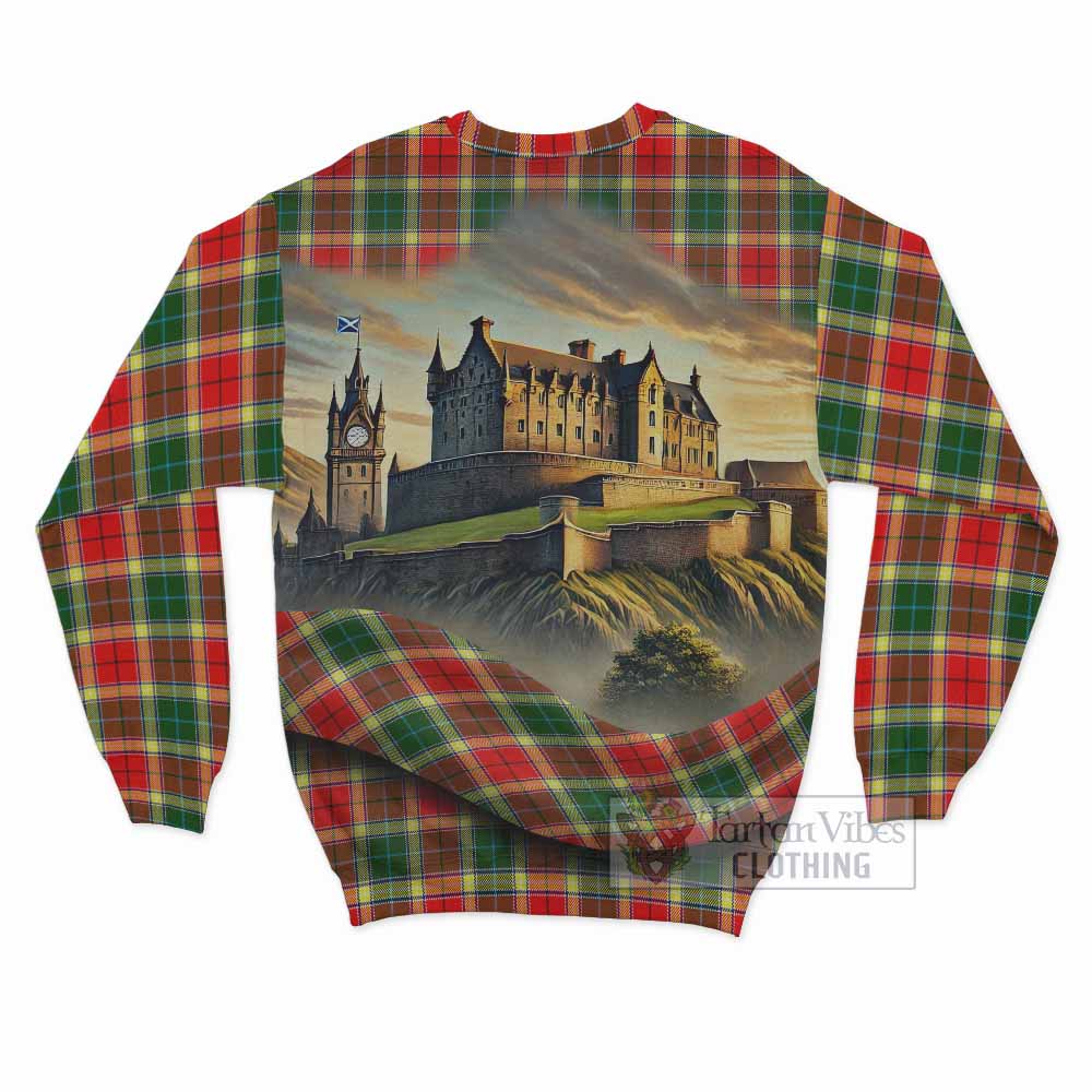 Gibson (Gibbs or Gibsone) Tartan Family Crest Sweatshirt with Scottish Ancient Castle Style - Tartan Vibes Clothing