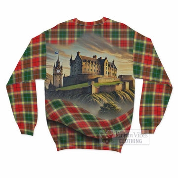 Gibson (Gibbs or Gibsone) Tartan Family Crest Sweatshirt with Scottish Ancient Castle Style - Tartan Vibes Clothing