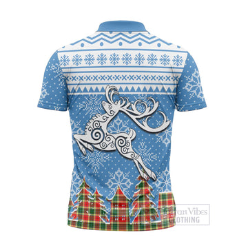 Gibson (Gibbs or Gibsone) Clan Christmas Zipper Polo Shirt Celtic Reindeer Style - Tartan Vibes Clothing