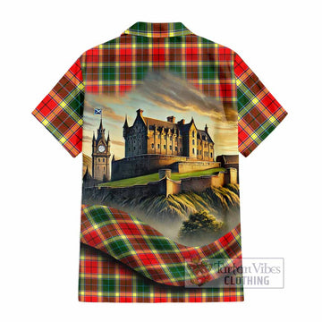 Gibson (Gibbs or Gibsone) Tartan Family Crest Hawaiian Shirt with Scottish Ancient Castle Style - Tartan Vibes Clothing