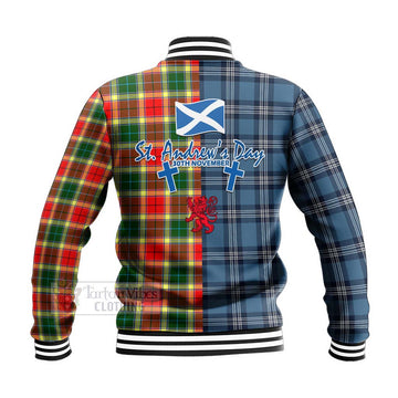 Gibson (Gibbs or Gibsone) Tartan Baseball Jacket Happy St. Andrew's Day Half Tartan Style - Tartan Vibes Clothing