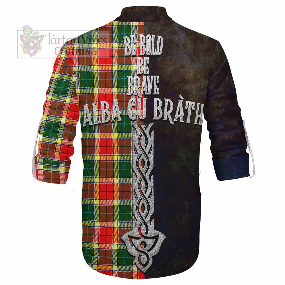 Tartan Vibes Clothing Gibson (Gibbs or Gibsone) Tartan Family Crest Ghillie Kilt Shirt Alba Gu Brath Be Brave Lion Ancient Style