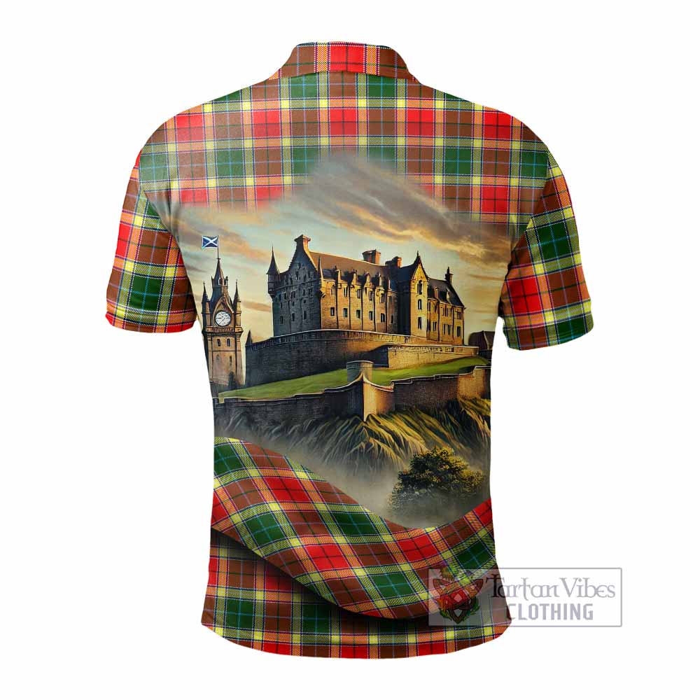 Tartan Vibes Clothing Gibson (Gibbs or Gibsone) Tartan Family Crest Polo Shirt with Scottish Ancient Castle Stype