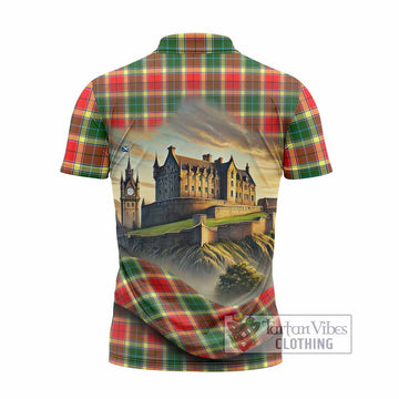 Gibson (Gibbs or Gibsone) Tartan Family Crest Zipper Polo Shirt with Scottish Ancient Castle Style - Tartan Vibes Clothing