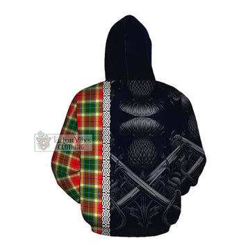 Gibson (Gibbs or Gibsone) Tartan Cotton Hoodie with Family Crest Cross Sword Thistle Celtic Vibes Pullover Hoodie - Tartan Vibes Clothing