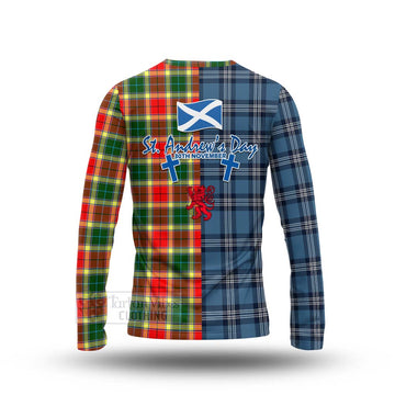 Gibson (Gibbs or Gibsone) Tartan Long Sleeve T-Shirt Happy St. Andrew's Day Half Tartan Style - Tartan Vibes Clothing