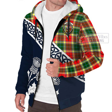 Gibson (Gibbs or Gibsone) Tartan Sherpa Hoodie Featuring Thistle and Scotland Map - Tartan Vibes Clothing