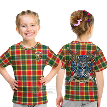 Gibson (Gibbs or Gibsone) Tartan Kid T-Shirt with Family Crest Celtic Skull Style - Tartan Vibes Clothing