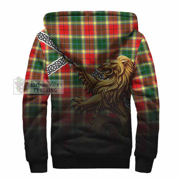 Gibson (Gibbs or Gibsone) Crest Tartan Sherpa Hoodie with Golden Lion Emblem Celtic Style - Tartan Vibes Clothing