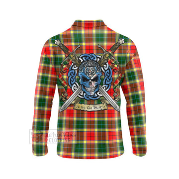 Gibson (Gibbs or Gibsone) Tartan Long Sleeve Polo Shirt with Family Crest Celtic Skull Style - Tartan Vibes Clothing