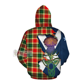 Tartan Vibes Clothing Gibson (Gibbs or Gibsone) Tartan Family Crest Cotton Hoodie Scottish Thistle Celtic Inspired