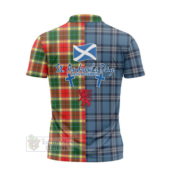 Gibson (Gibbs or Gibsone) Tartan Zipper Polo Shirt Happy St. Andrew's Day Half Tartan Style - Tartan Vibes Clothing