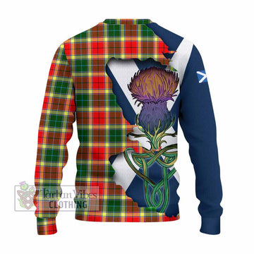 Tartan Vibes Clothing Gibson (Gibbs or Gibsone) Tartan Family Crest Knitted Sweater Scottish Thistle Celtic Inspired