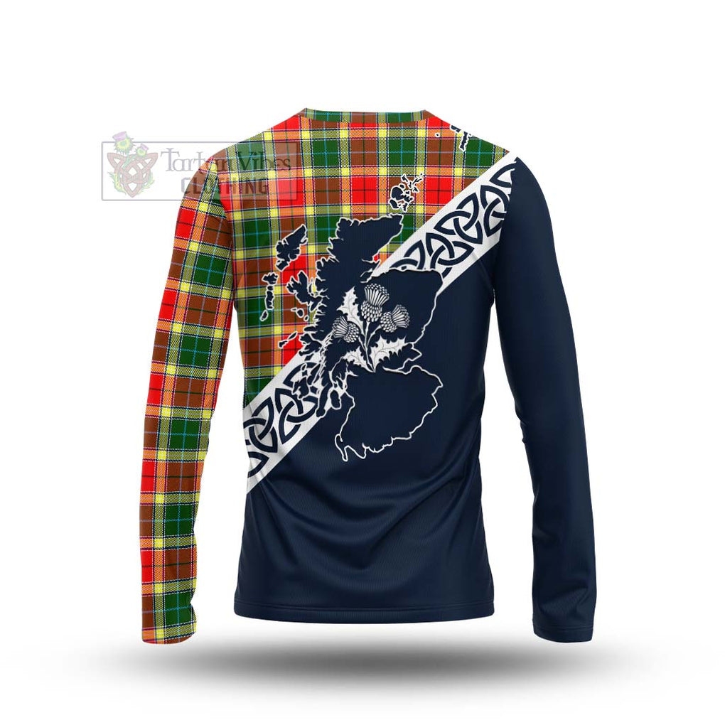 Gibson (Gibbs or Gibsone) Tartan Long Sleeve T-Shirt Featuring Thistle and Scotland Map - Tartan Vibes Clothing