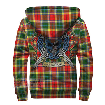 Gibson (Gibbs or Gibsone) Tartan Sherpa Hoodie with Family Crest Celtic Skull Style - Tartan Vibes Clothing