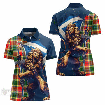 Gibson (Gibbs or Gibsone) Tartan Family Crest Women's Polo Shirt with Scottish Majestic Lion - Tartan Vibes Clothing