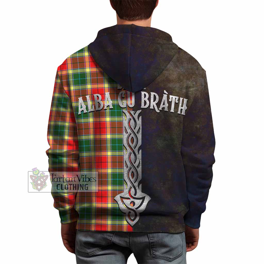 Tartan Vibes Clothing Gibson (Gibbs or Gibsone) Tartan Family Crest Hoodie Alba Gu Brath Be Brave Lion Ancient Style
