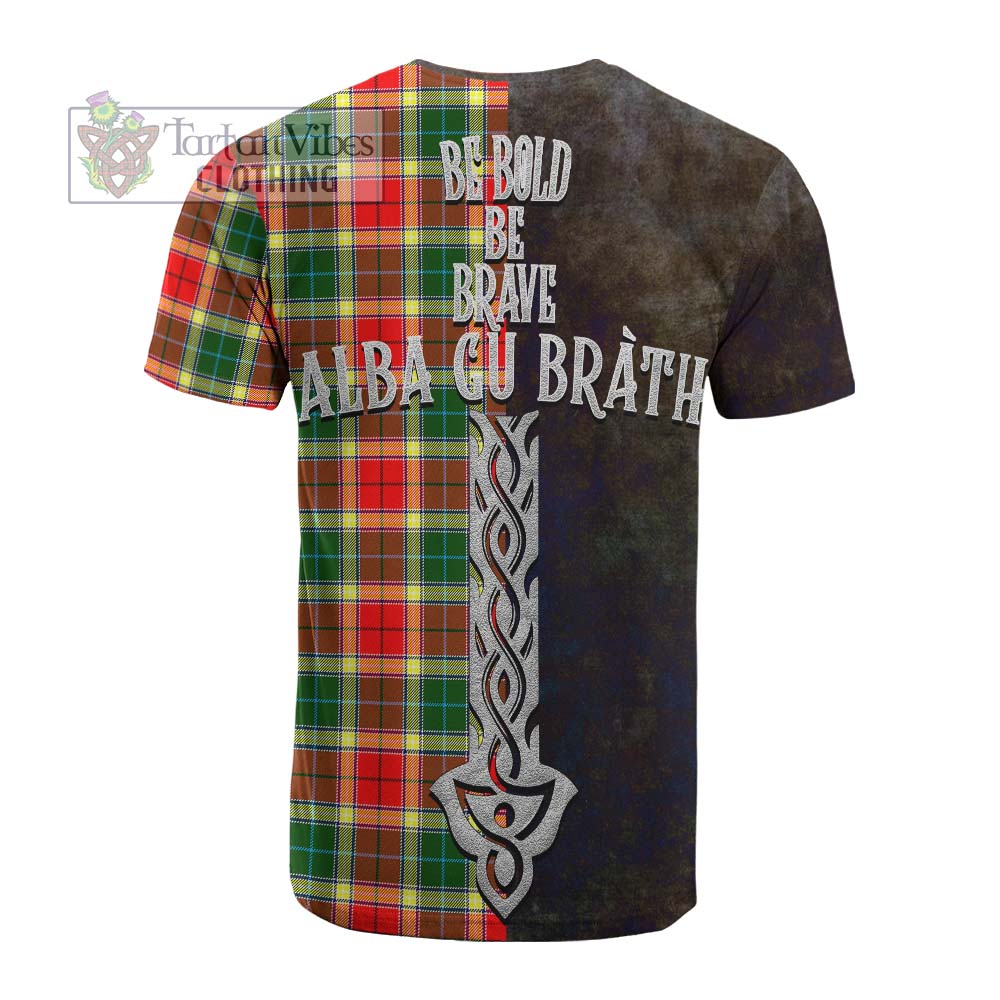 Tartan Vibes Clothing Gibson (Gibbs or Gibsone) Tartan Family Crest Cotton T-shirt Alba Gu Brath Be Brave Lion Ancient Style