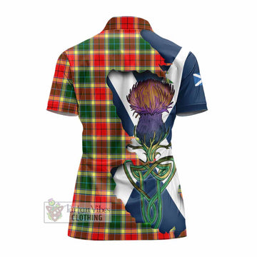 Gibson (Gibbs or Gibsone) Tartan Family Crest Women's Polo Shirt Scottish Thistle Celtic Inspired - Tartan Vibes Clothing