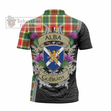 Gibson (Gibbs or Gibsone) Tartan Family Crest Zipper Polo Shirt Lion Rampant Royal Thistle Shield Celtic Inspired - Tartan Vibes Clothing