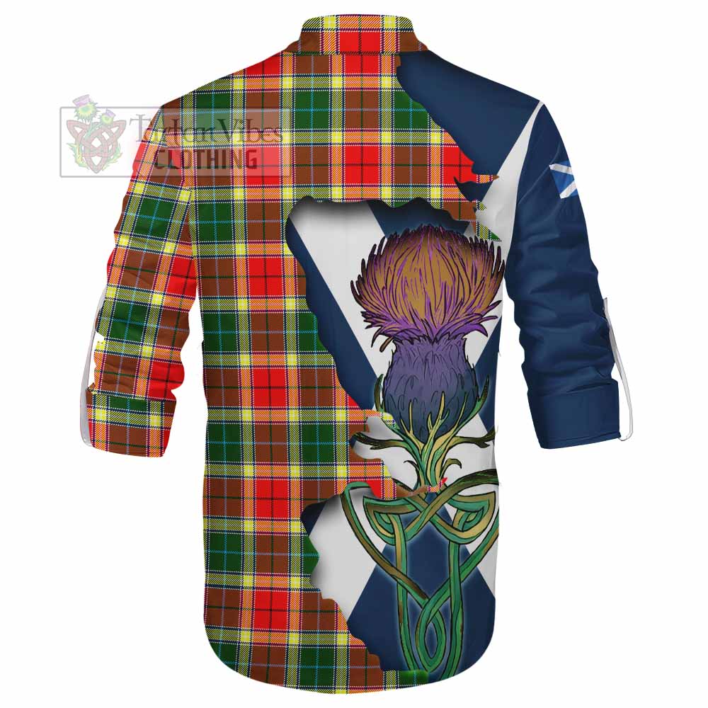 Tartan Vibes Clothing Gibson (Gibbs or Gibsone) Tartan Family Crest Ghillie Kilt Shirt Scottish Thistle Celtic Inspired