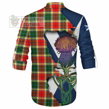 Tartan Vibes Clothing Gibson (Gibbs or Gibsone) Tartan Family Crest Ghillie Kilt Shirt Scottish Thistle Celtic Inspired