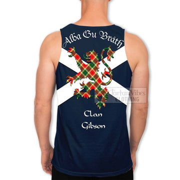 Gibson (Gibbs or Gibsone) Tartan Lion Rampant Men's Tank Top Proudly Display Your Heritage with Alba Gu Brath and Clan Name - Tartan Vibes Clothing