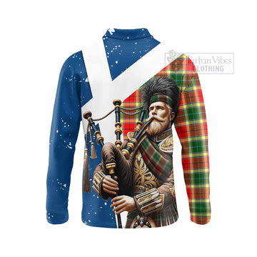 Gibson (Gibbs or Gibsone) Tartan Long Sleeve Polo Shirt with Family Crest Scottish Bagpiper Vibes - Tartan Vibes Clothing
