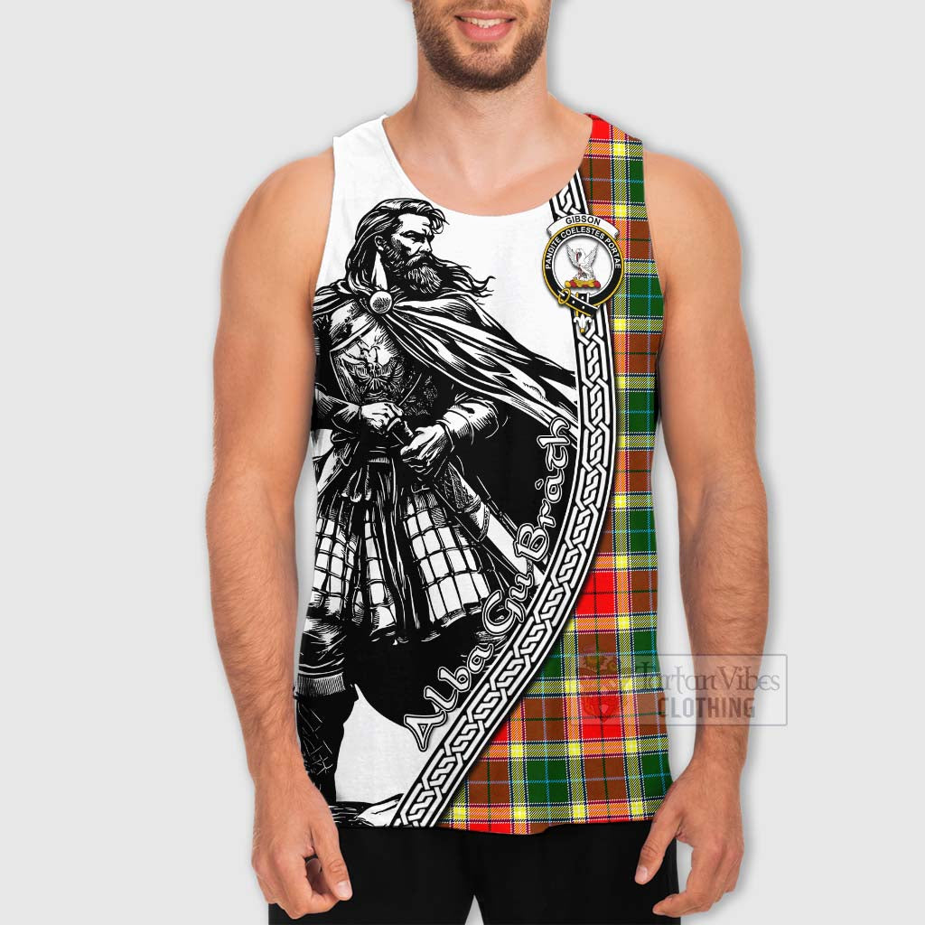 Gibson (Gibbs or Gibsone) Tartan Clan Crest Men's Tank Top with Highlander Warrior Celtic Style - Tartan Vibes Clothing