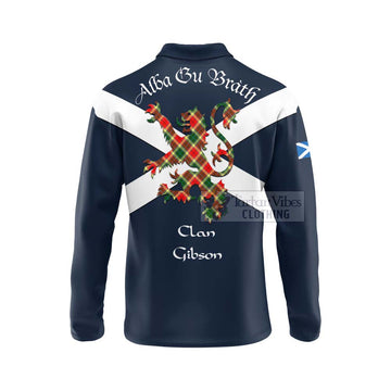 Gibson (Gibbs or Gibsone) Tartan Lion Rampant Long Sleeve Polo Shirt Proudly Display Your Heritage with Alba Gu Brath and Clan Name - Tartan Vibes Clothing