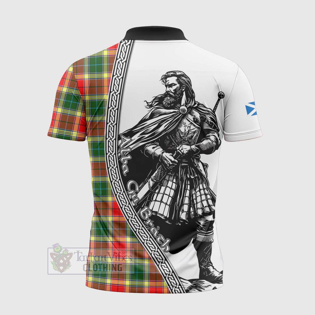Gibson (Gibbs or Gibsone) Tartan Clan Crest Zipper Polo Shirt with Highlander Warrior Celtic Style - Tartan Vibes Clothing