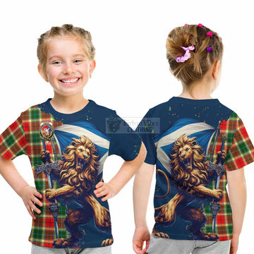 Gibson (Gibbs or Gibsone) Tartan Family Crest Kid T-Shirt with Scottish Majestic Lion - Tartan Vibes Clothing