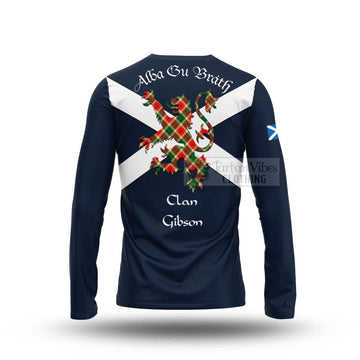 Gibson (Gibbs or Gibsone) Tartan Lion Rampant Long Sleeve T-Shirt Proudly Display Your Heritage with Alba Gu Brath and Clan Name - Tartan Vibes Clothing