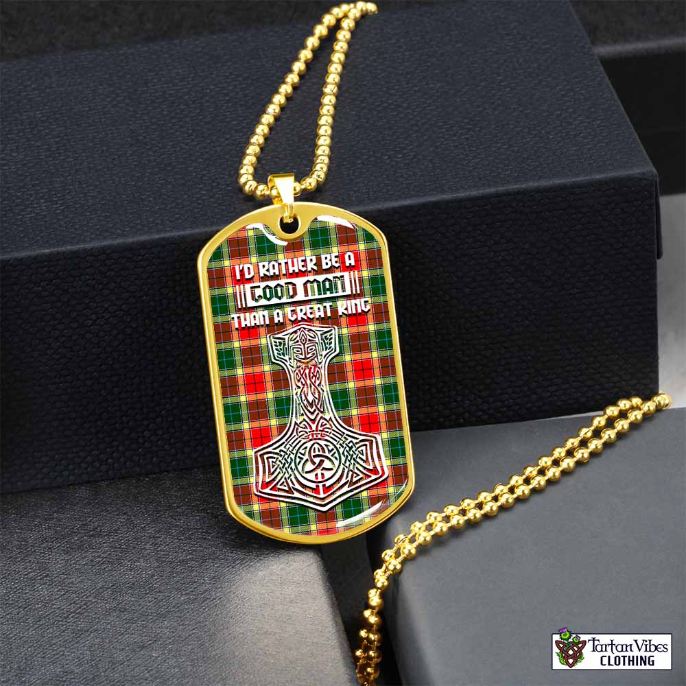 Gibson (Gibbs or Gibsone) Tartan Dog Tag Necklace Viking Mjolnir Style Gold No - Tartan Vibes Clothing