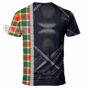 Gibson (Gibbs or Gibsone) Tartan T-Shirt with Family Crest Cross Sword Thistle Celtic Vibes