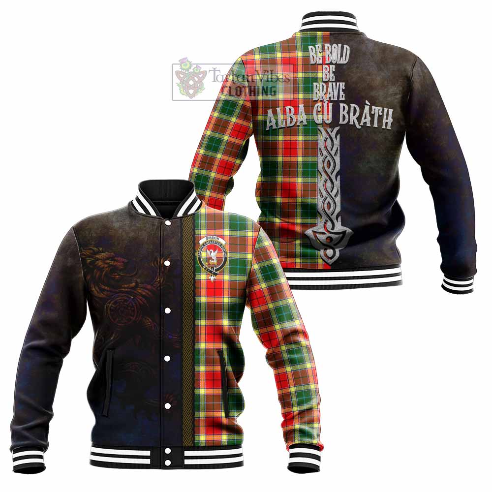 Gibson (Gibbs or Gibsone) Tartan Family Crest Baseball Jacket Alba Gu Brath Be Brave Lion Ancient Style - Tartan Vibes Clothing