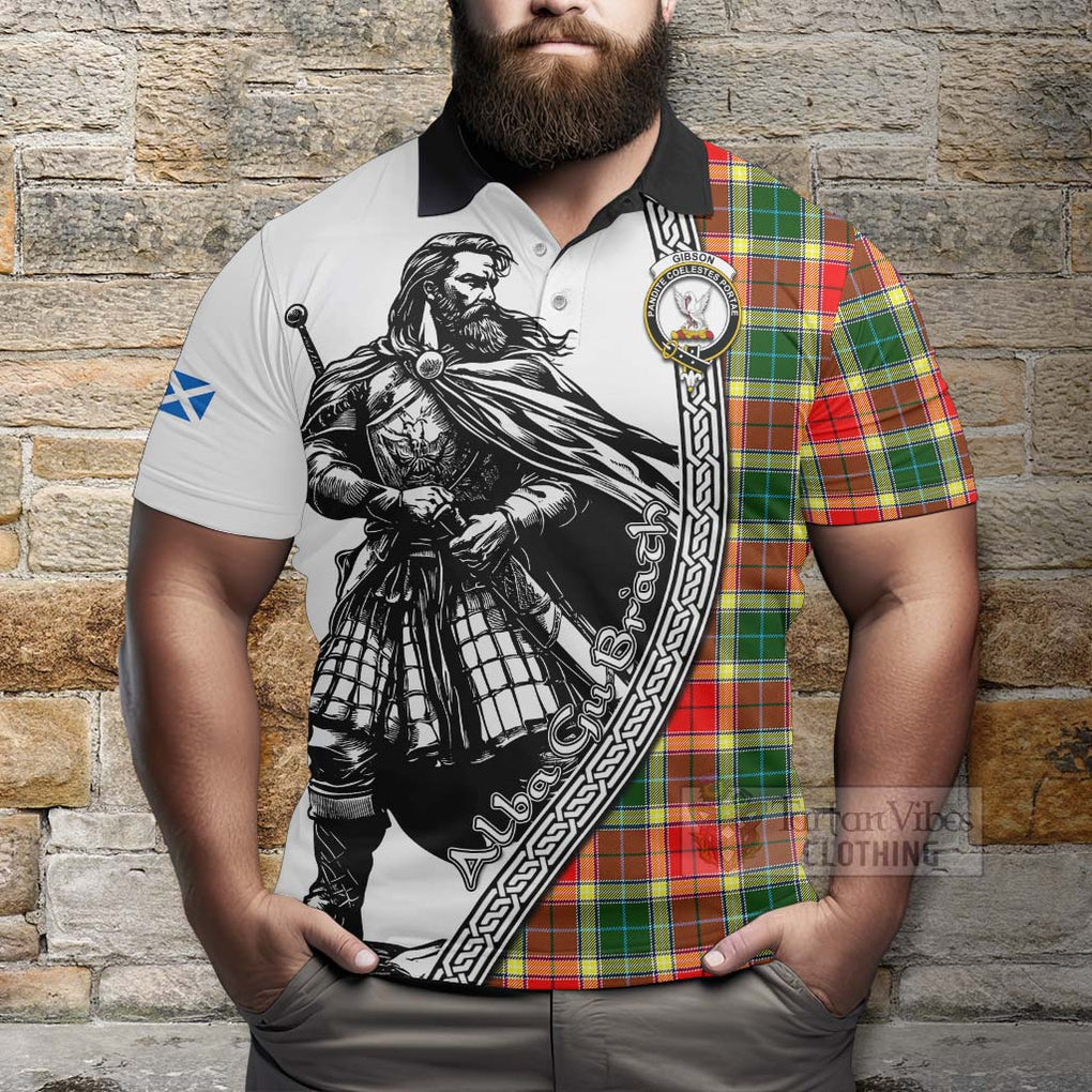 Gibson (Gibbs or Gibsone) Tartan Clan Crest Polo Shirt with Highlander Warrior Celtic Style - Tartan Vibes Clothing